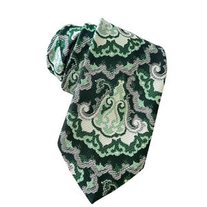 Vintage Christian Dior Paisley Tapestry Print Neck Tie Green
